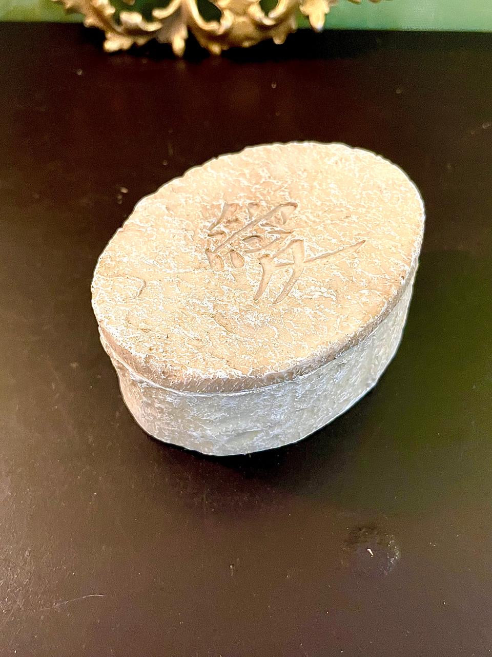 Hand Carved Stone Oval Box