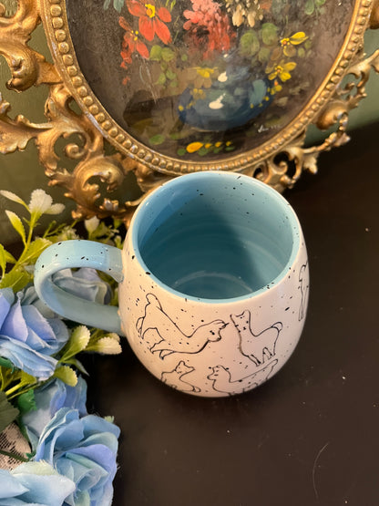 Blue Llama Speckled Ceramic Mug