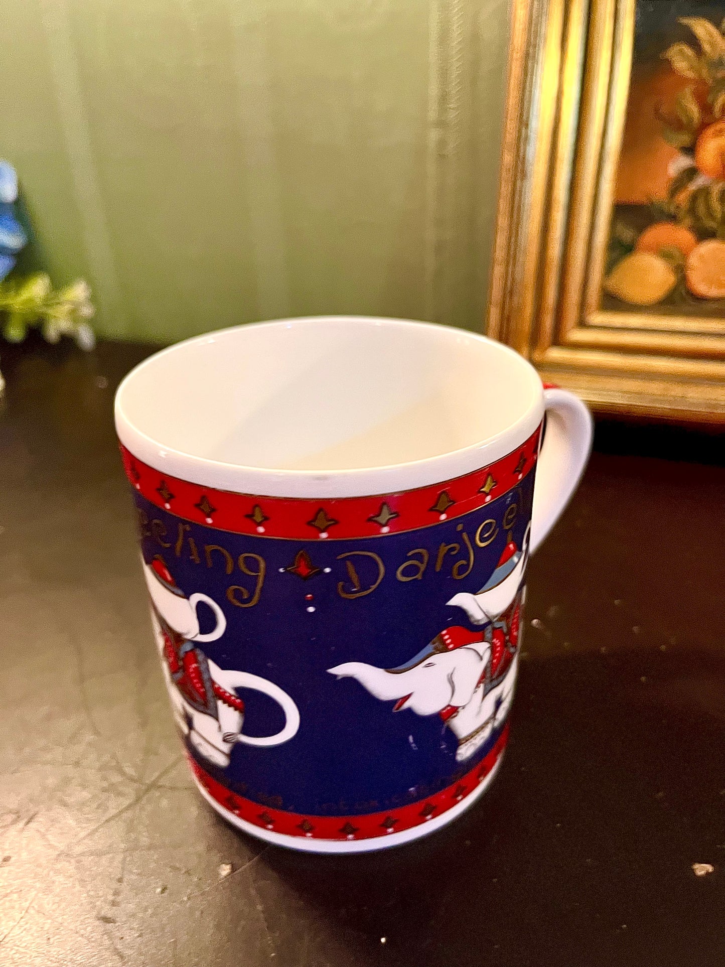 Vintage Goose Motif Ceramic Mug 10 cm Red & Blue