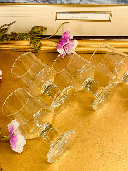Set of 4 - Vintage Pedestal Glass Goblets  – Minimal Clear Drinkware