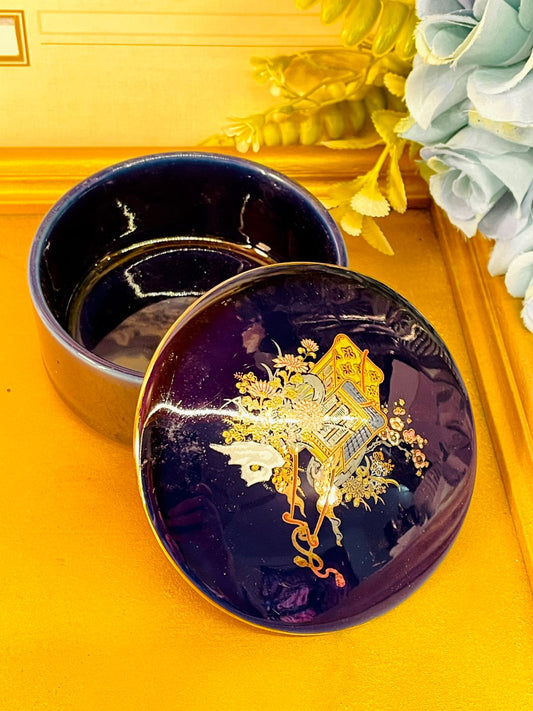 (Rare Find) Vintage Cobalt Blue Japanese Trinket Box
