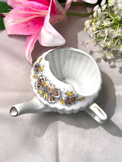 Floral Ceramic Moustache Gray Brown & Yellow 4 Inch