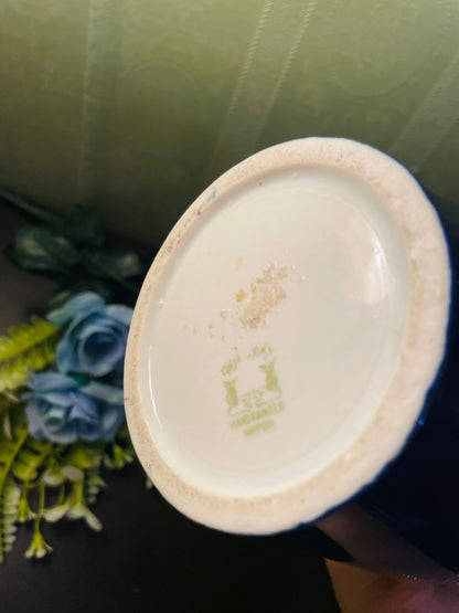 RARE FIND Hand-Painted Nippon Moriage Vase with Cobalt Blue