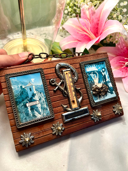 Vintage Guadalest Wooden Souvenir Thermometer Wall Plaque 22cm