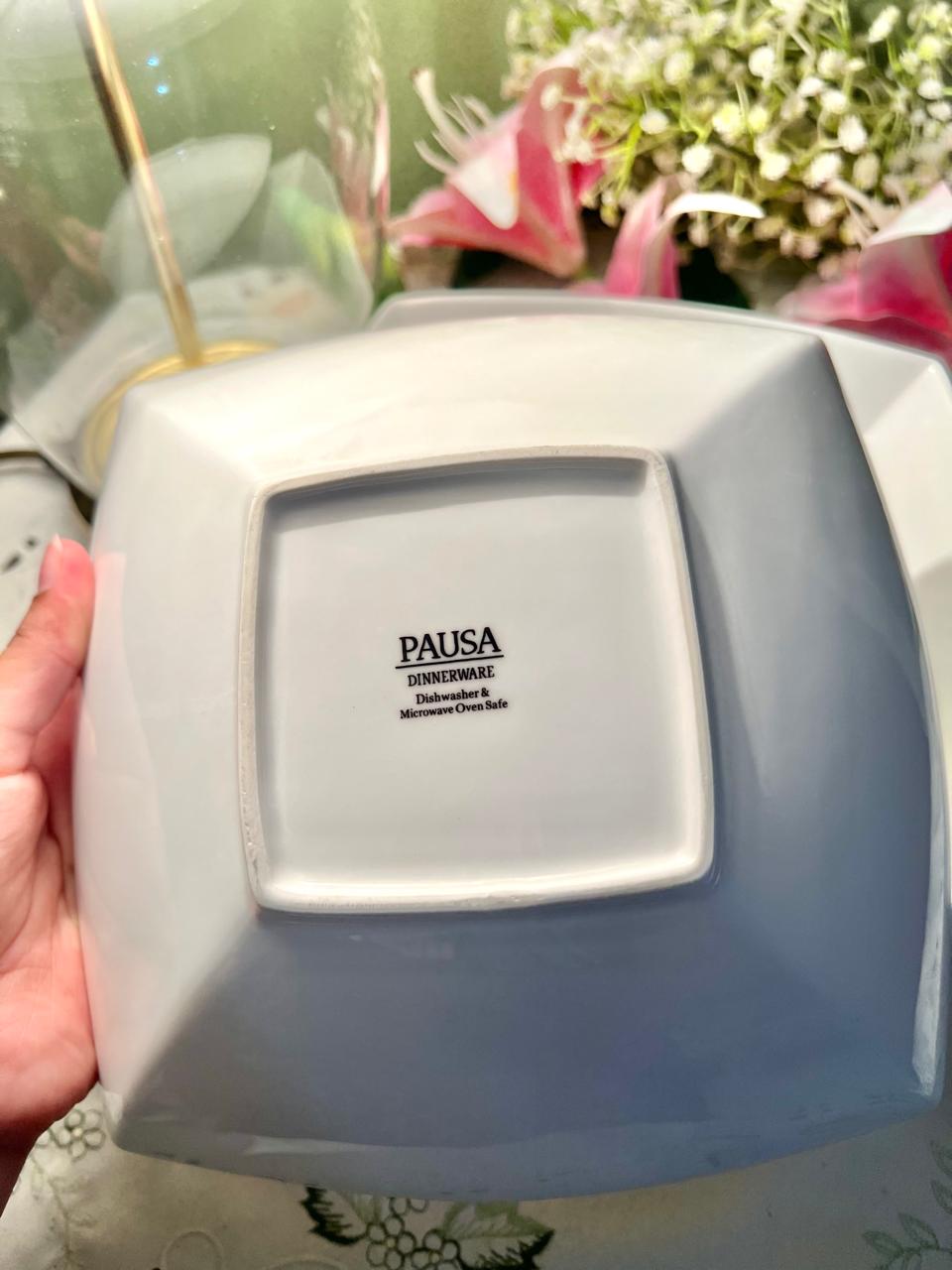 Pausa White Square Porcelain Large Serving Bowls (Each) – 20 cm