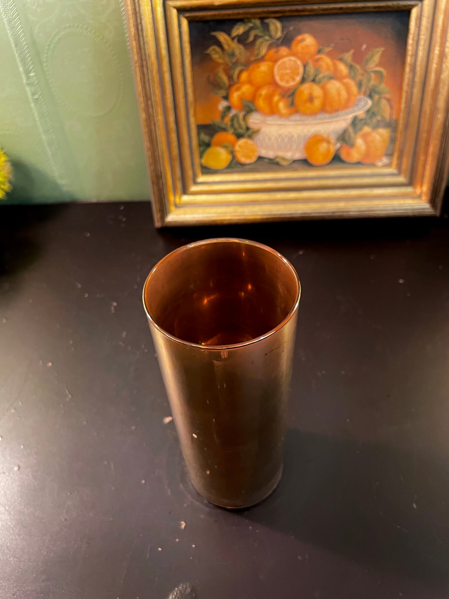 Vintage Amber Glass Cylinder Vase – 6 Inch