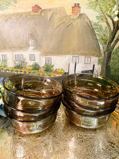 Vintage Round Glass Bowls – Set of 6, Arcopal France