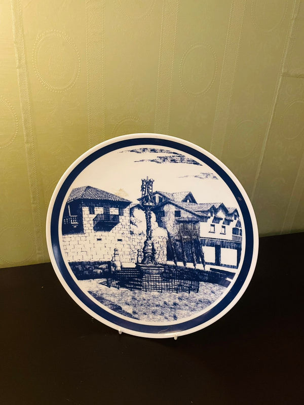 Blue White Crucero de Hío Cangas Decorative Plate 11 Inch