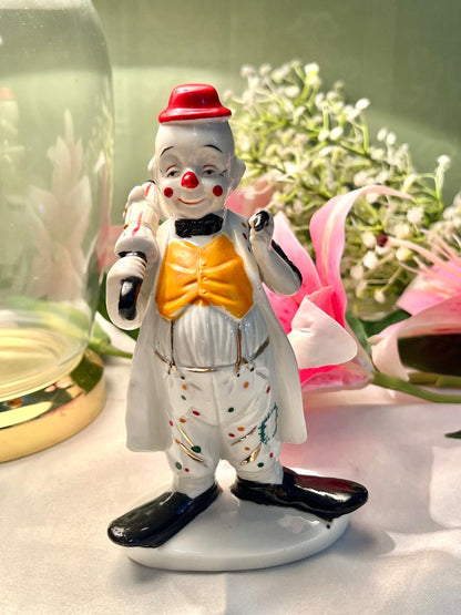 Colourful Clown Figurine Red Hat & Yellow Waistcoat 16cm