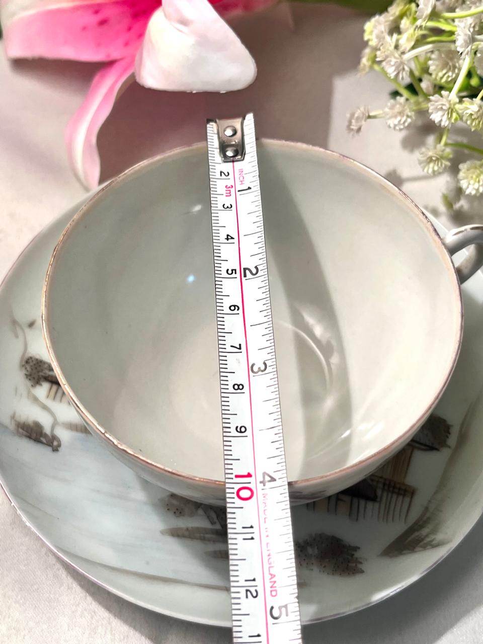 Asian Scenic Teacup & Saucer Set 2-Piece 4 Inch