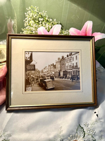 Vintage British Street Scene Framed Print Approx. 30 cm