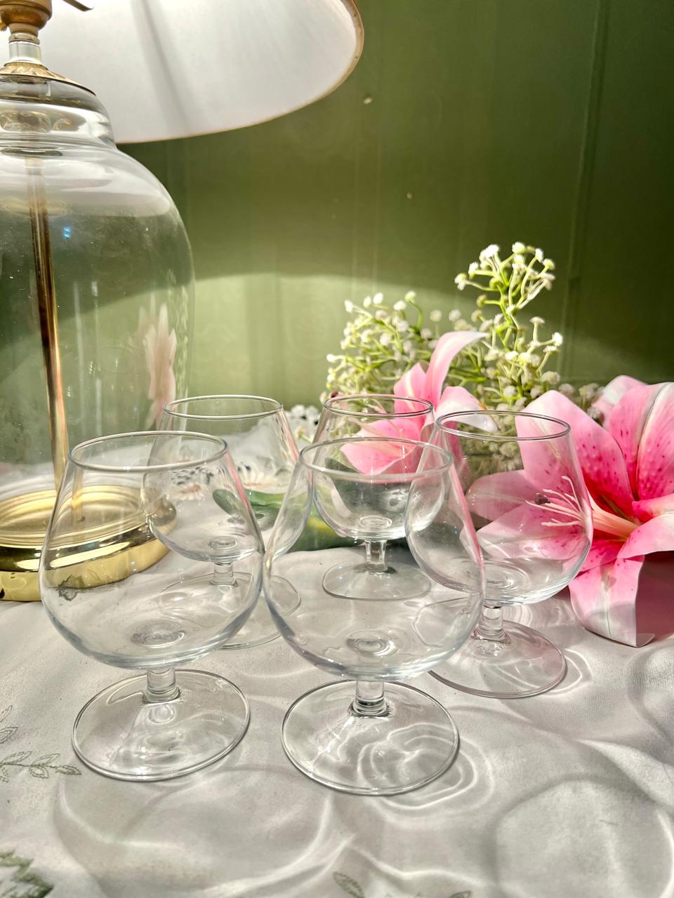 Clear Crystal Brandy Goblets 4" – Set of 5