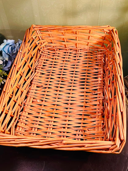 Large Rectangular Wicker Storage Basket – Natural Woven Basket