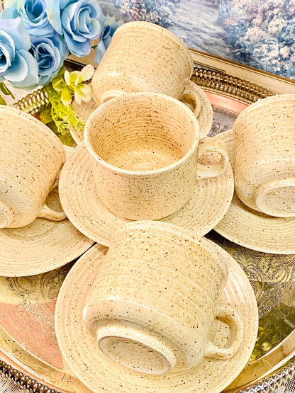 Churchill Stonecast Homespun  Cups & Saucers  Set of 4 Vintage