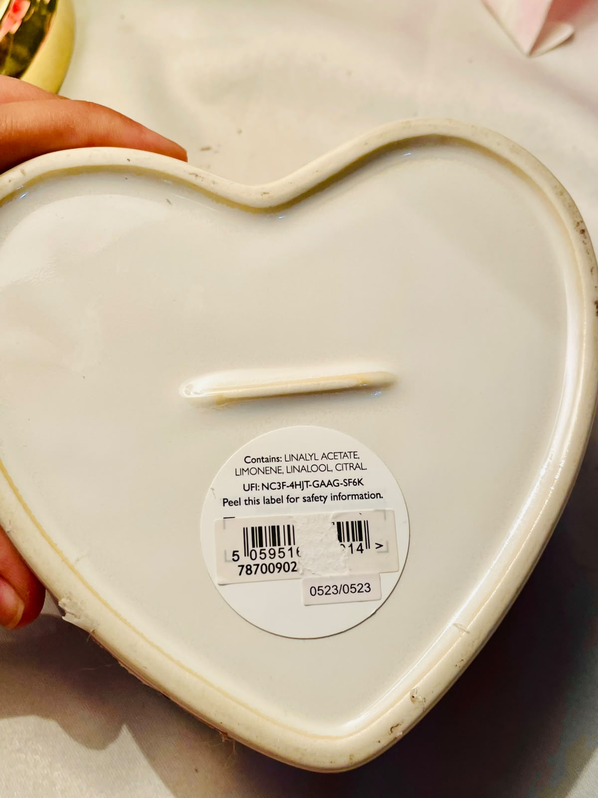 Pink Heart-Shaped Scented 3-Wick Candle in Ceramic Dish | 5"