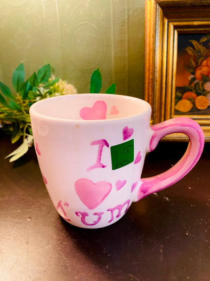 Pink “I Love Mum” Ceramic Mug 5 Inch Heart Design