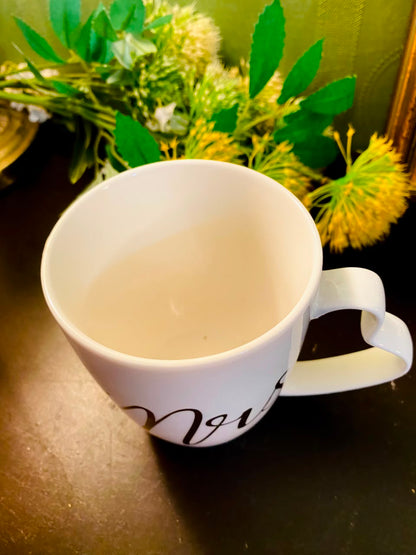 Mrs Heart Handle Ceramic Mug 5 Inch Wedding Gift Cup