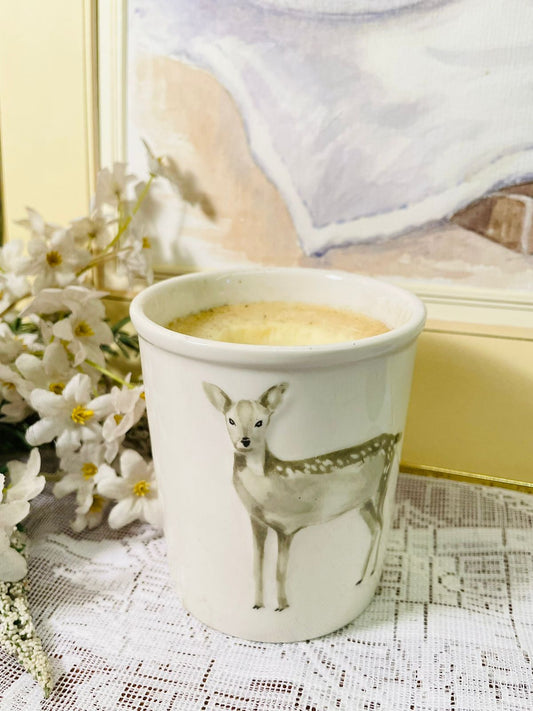 Vintage Ceramic Deer Candle Jar | Cottage-Core Home Decor