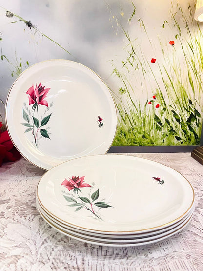 Vintage Alfred Meakin Rose Dinner Plates Set of 5