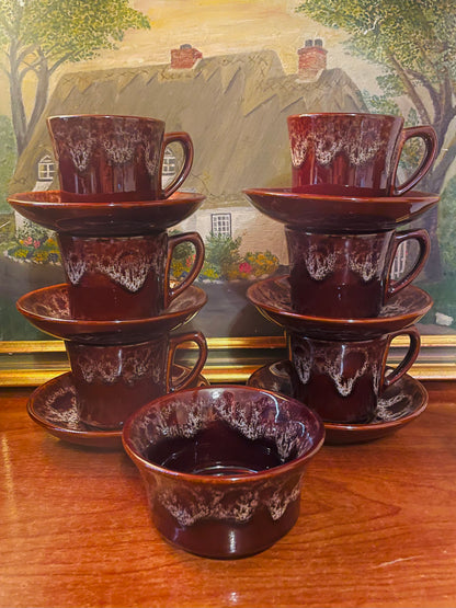 Vintage Beswick Brown Zorba set of 6 Tea Cups with Sugar Bowl – Timeless Retro Charm