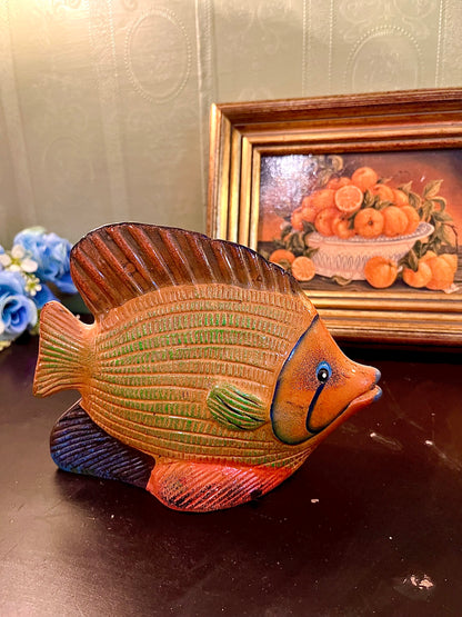 Decorative Tropical Fish Figurine – Orange Coastal Ornament
