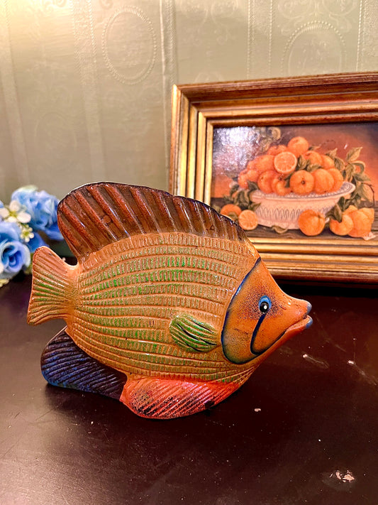 Decorative Tropical Fish Figurine – Orange Coastal Ornament