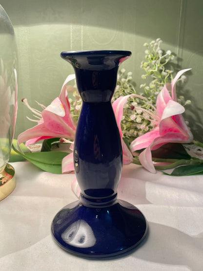 Cobalt Blue Crystal Candle Holder 6.5 Inch
