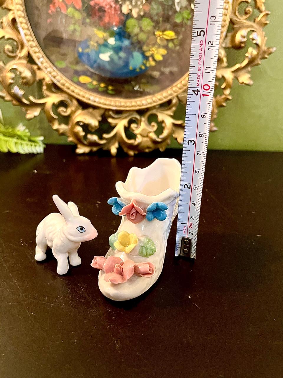 Floral Boot Planter with Bunny Set mini decor