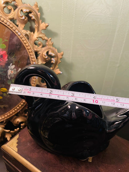 Black Swan Ceramic Planter Vase 5 Inch Decorative Ornament