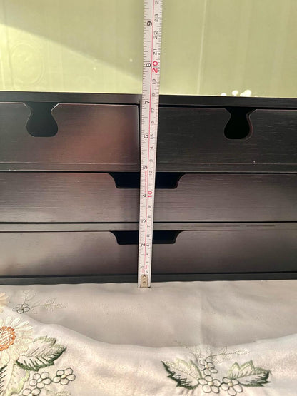 Dark Wood Two-Drawer Desk Organizer / Document Tray 30 cm