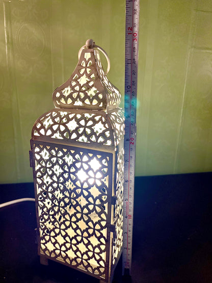 Moroccan Style Metal Lantern Lamp 12 Inc
