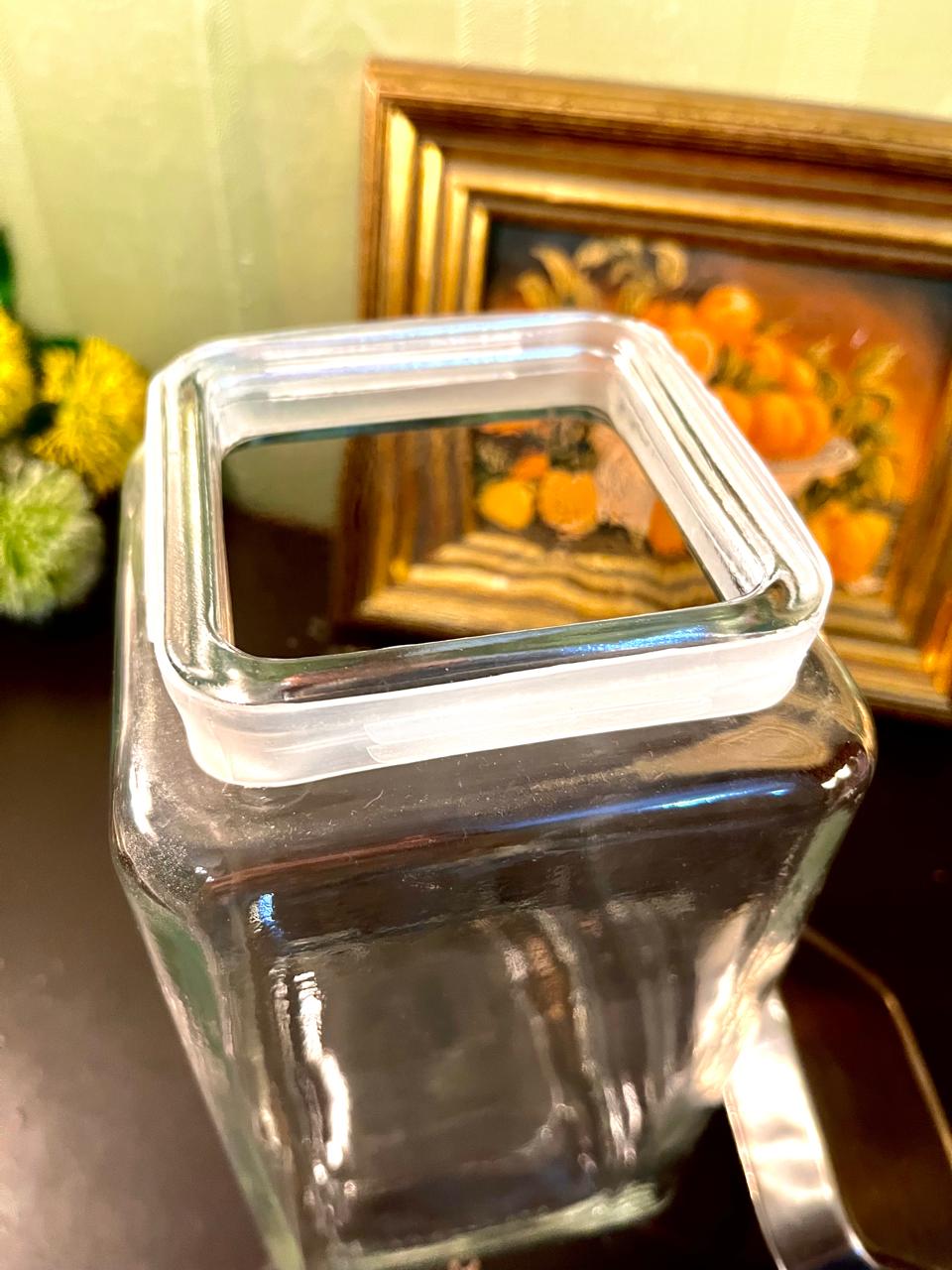 Large Glass Storage Jar with Black Lid – 2 Litre Kitchen Canister