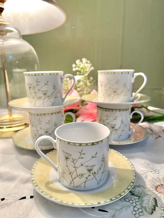 Sabichi Fine China Botanical Cup & Saucer Set – 10 Piece