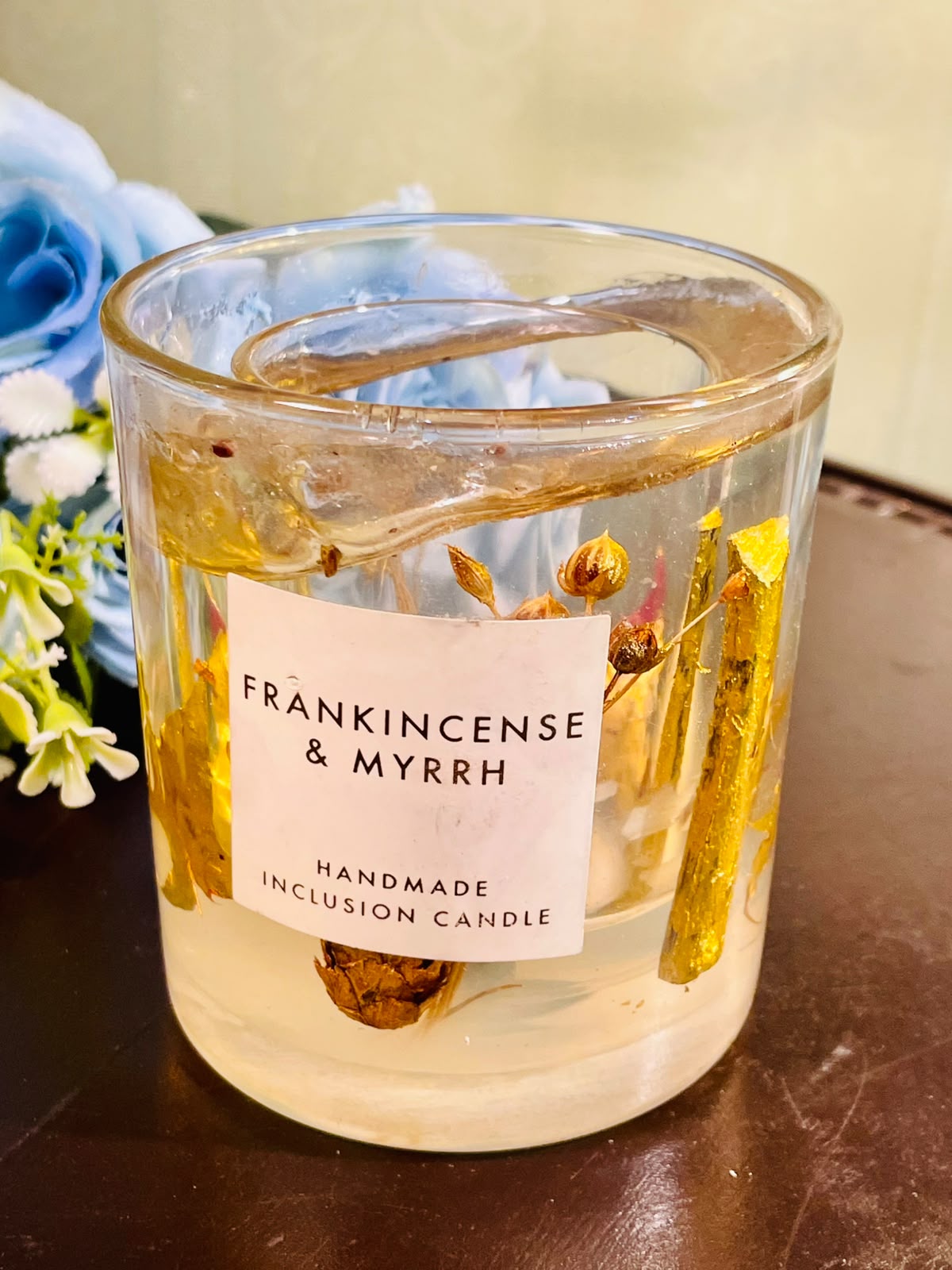 Frankincense & Myrrh Handmade Inclusion Candle 10cm