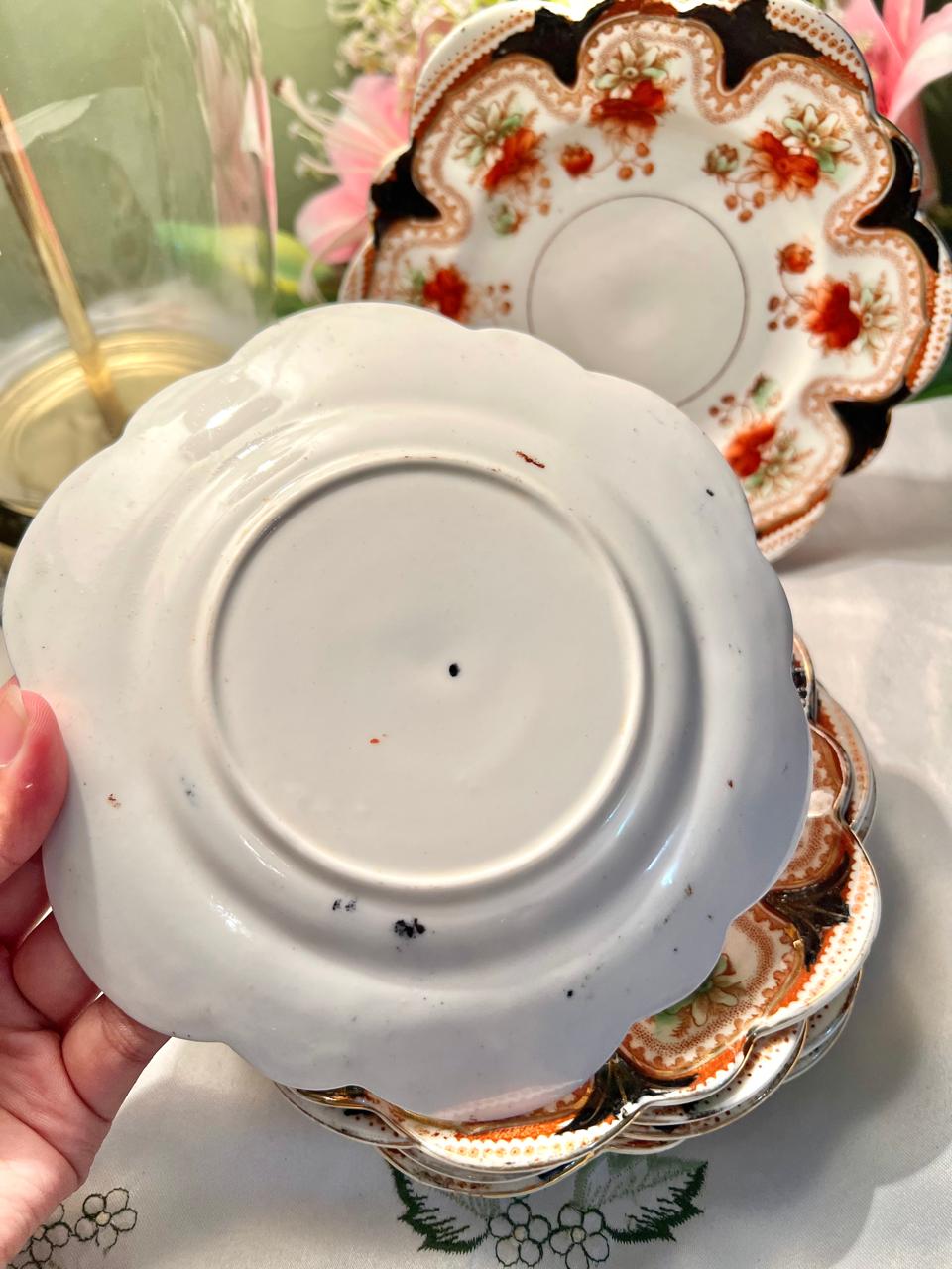 Vintage Floral Scalloped Plates 7 Inch – Set of 6