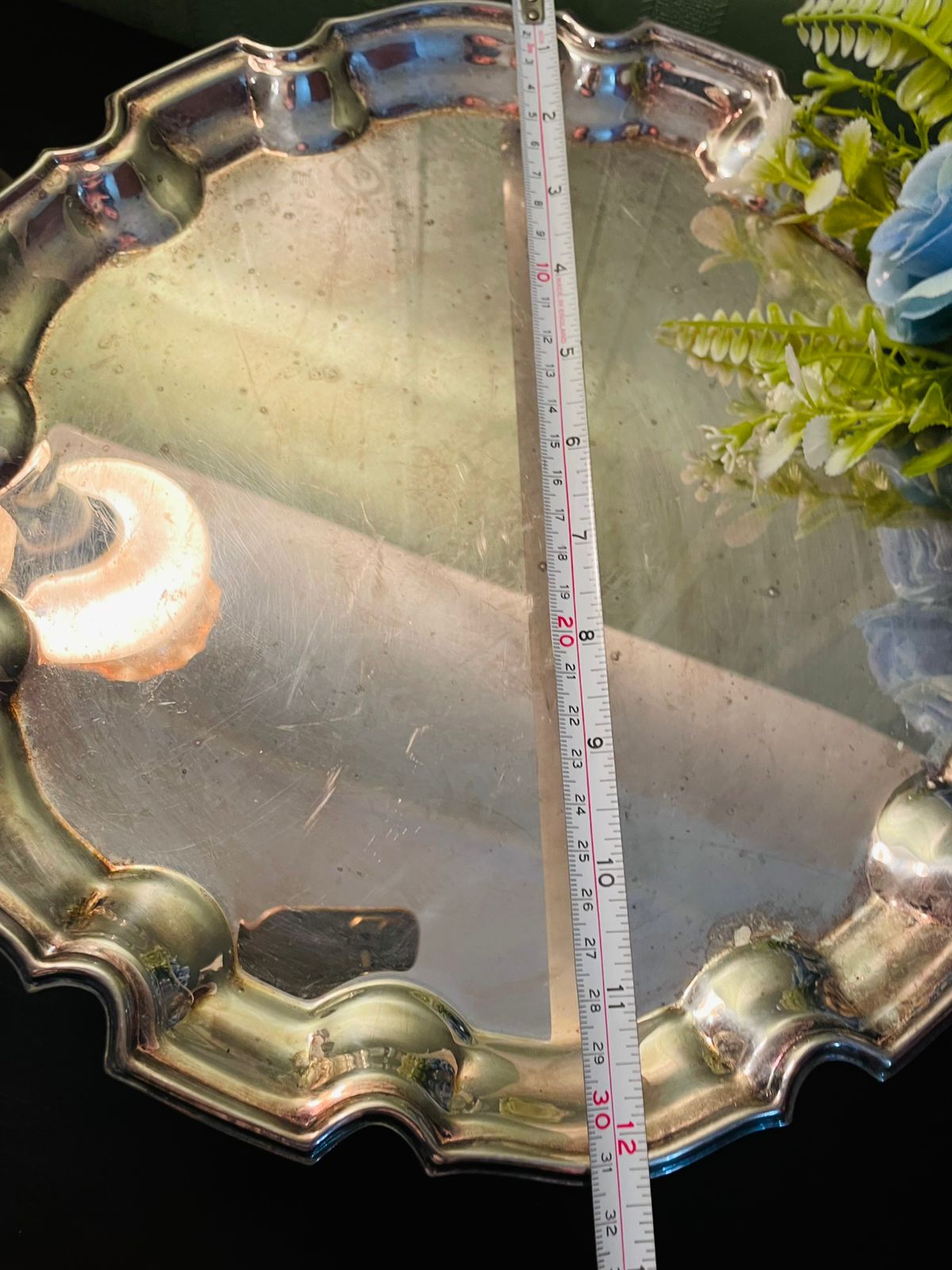 Vintage Silver Plated Round Serving Tray 12 Inch