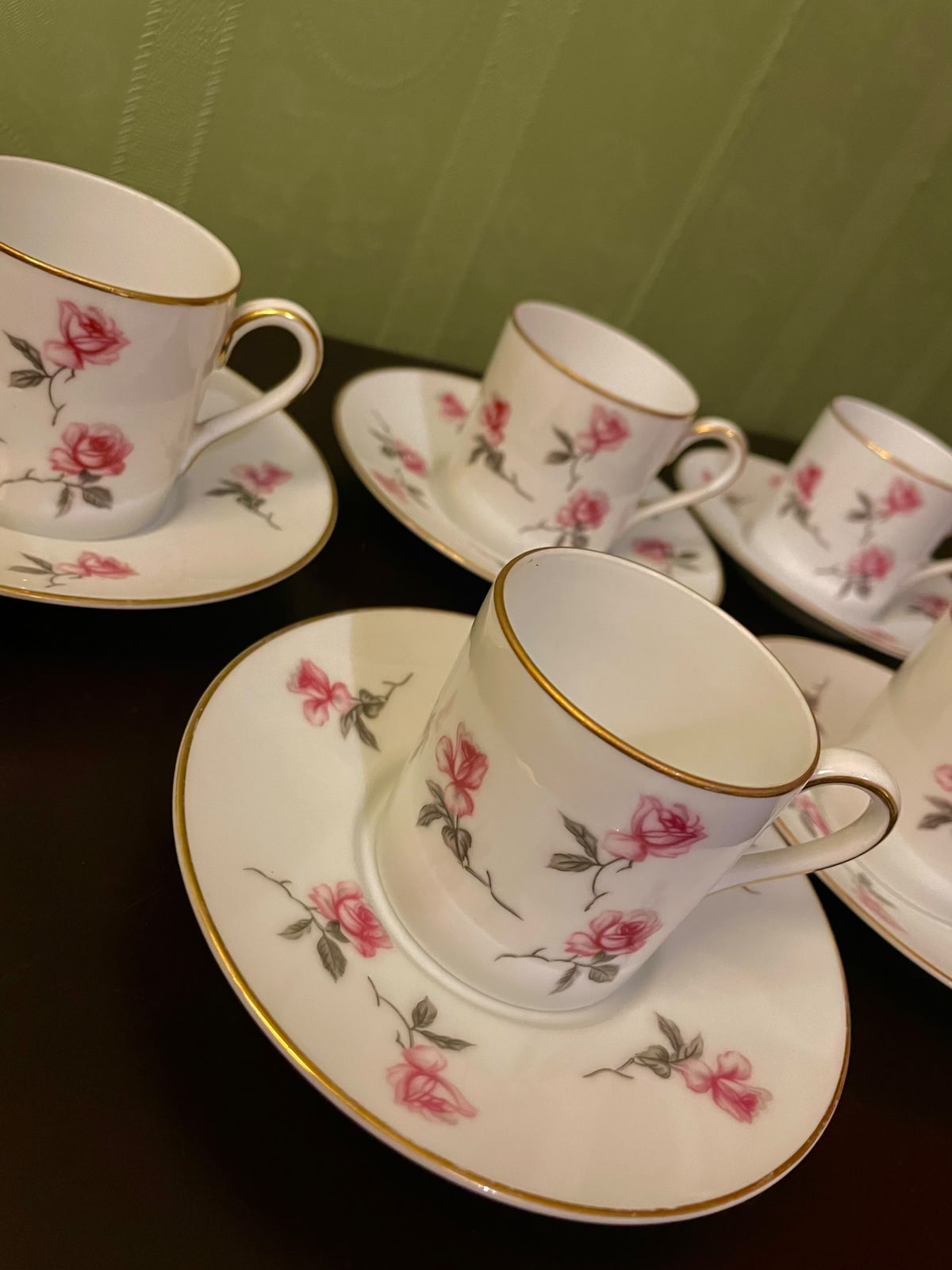Vintage noritake China Rose Coffeecup & Saucer Set of 5