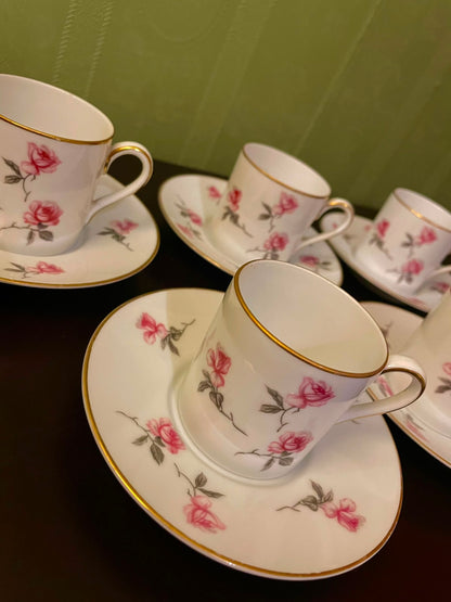 Vintage noritake China Rose Coffeecup & Saucer Set of 5