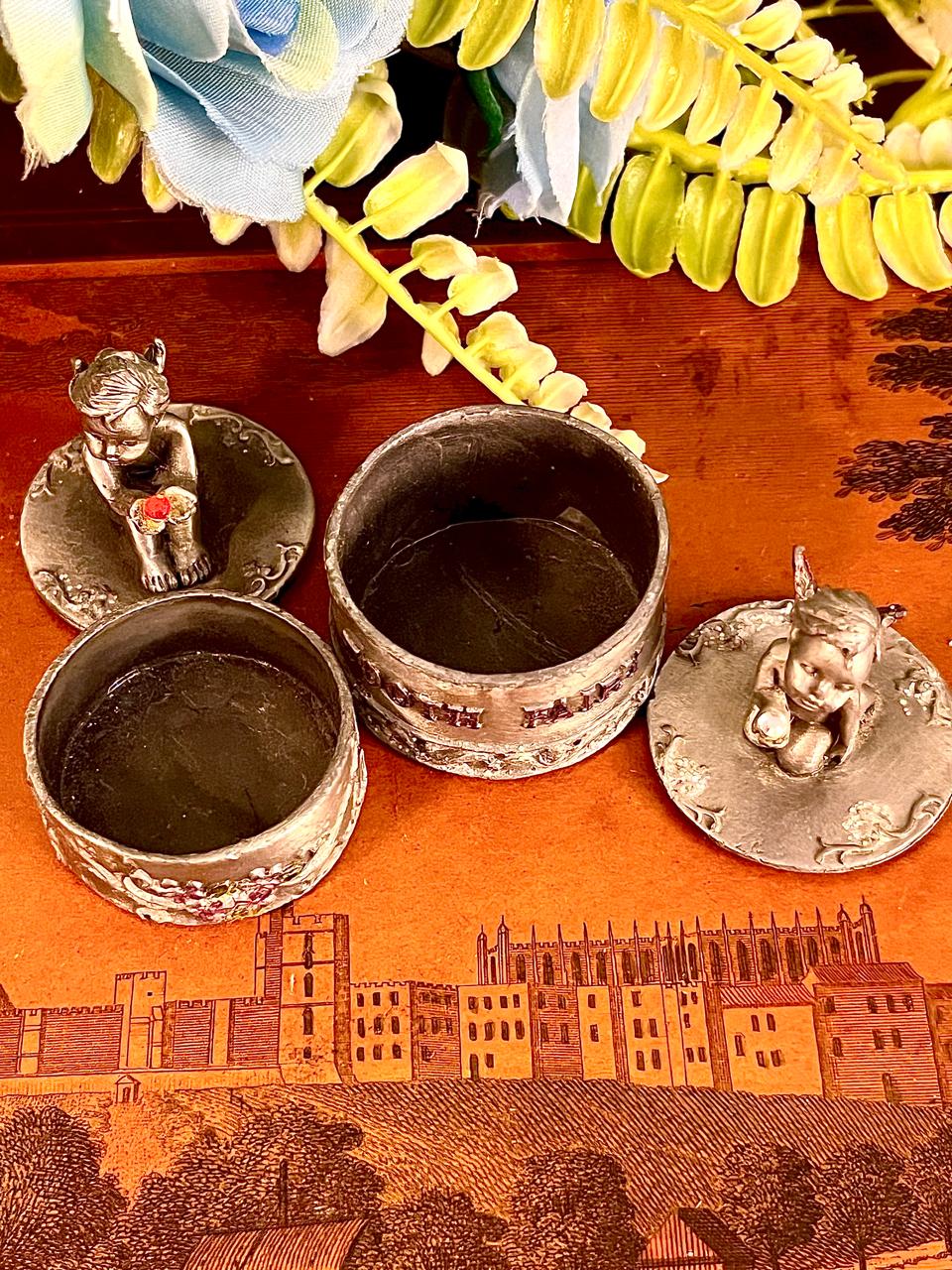 Vintage Cherub Trinket Boxes Set of 2 – 6 cm Silver Tone