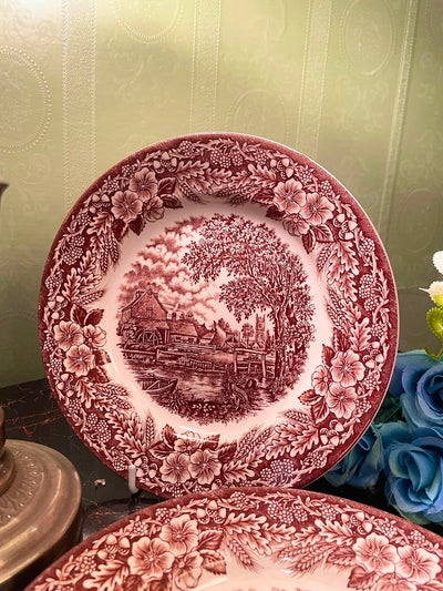 Vintage Brown Transferware Scenic Decor Plate 8 Inch
