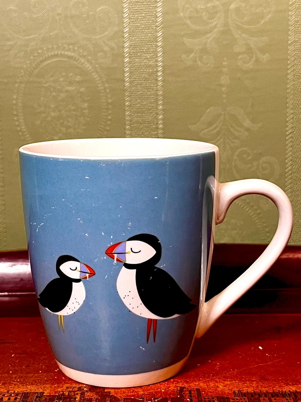 Dunelm Puffin Blue Porcelain Mug – 4"