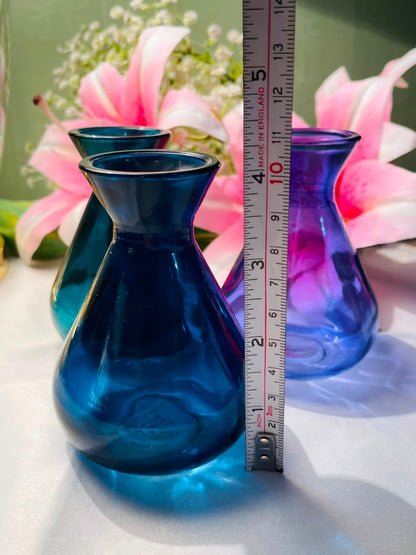 Coloured Crystal Bud Vases 3-Piece Set Approx. 11 cm