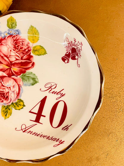 4.5 inches Vintage Ruby 40th Anniversary Bone China Plate England