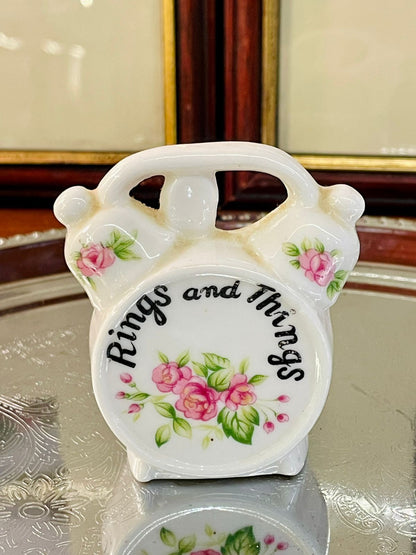 Vintage “Rings and Things” Porcelain Holder – Floral Trinket Keeper