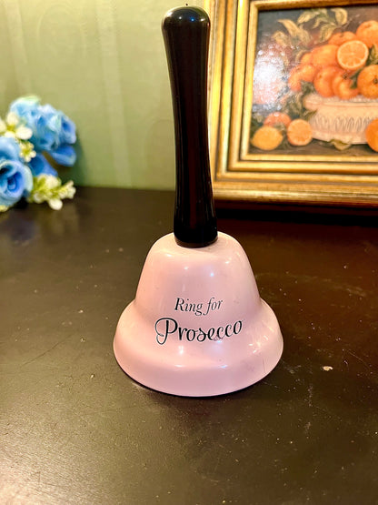 “Ring for Prosecco” Ceramic Hand Bell – Pink Novelty Bar Bell