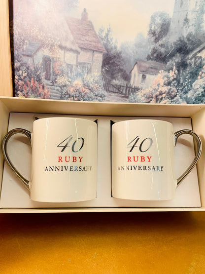 40th Ruby Anniversary Mug Set – Couple Gift Box