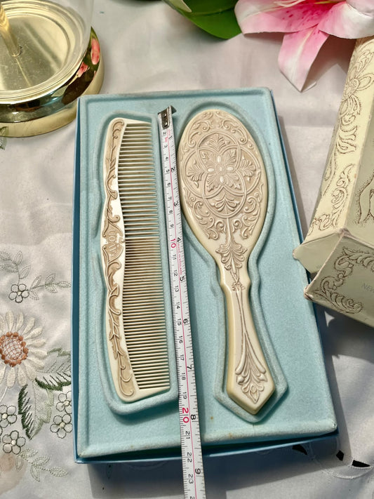 Vintage Avon Ornate Comb & Hand Mirror 2-Piece Set 8 in