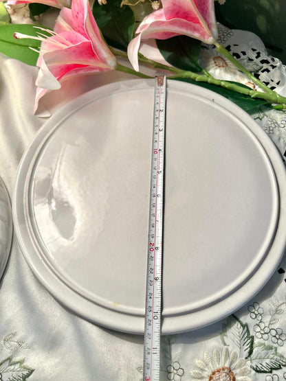 Vintage White Ceramic Cheese Dome & Serving Plate Set