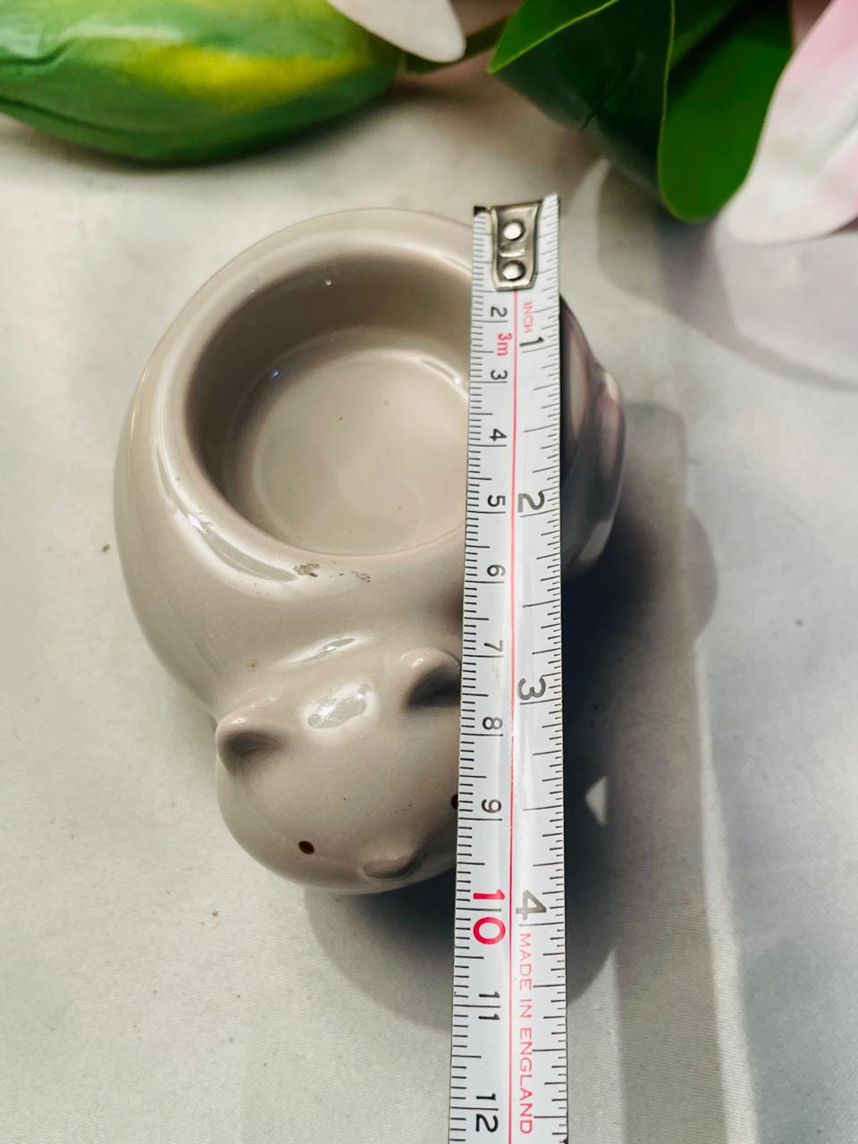 Vintage Ceramic Bear Pot / Planter Ornament 10 cm