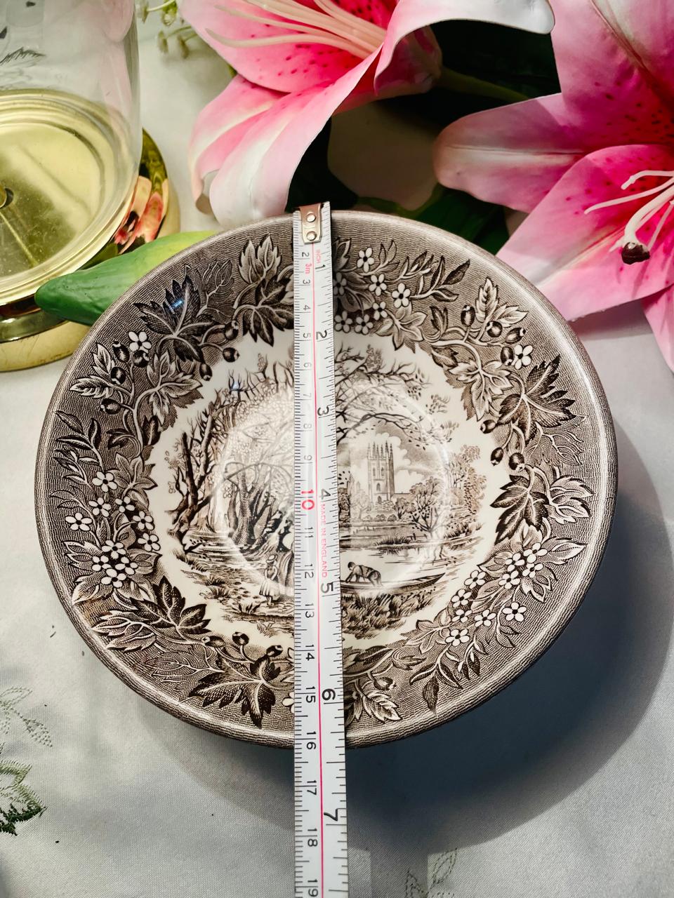 Vintage English Ironstone “Magdalen Tower” Transferware Bowl – 16 cm